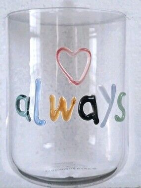 Anthropologie The Love Notes Icon Juice Glass Love Always